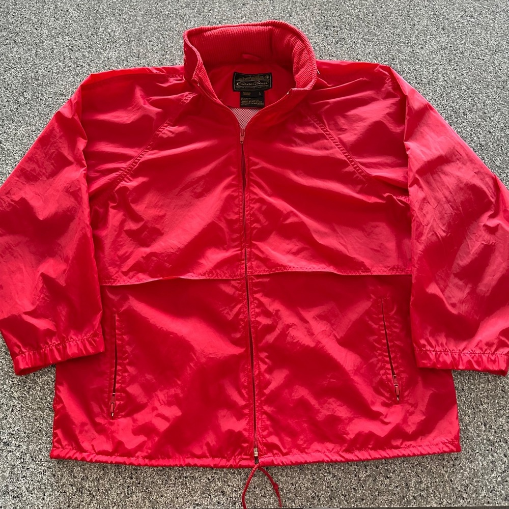 Eddie Bauer Jacket Women's L‎ Vintage Windbreaker Large Red Nylon Packable Hood